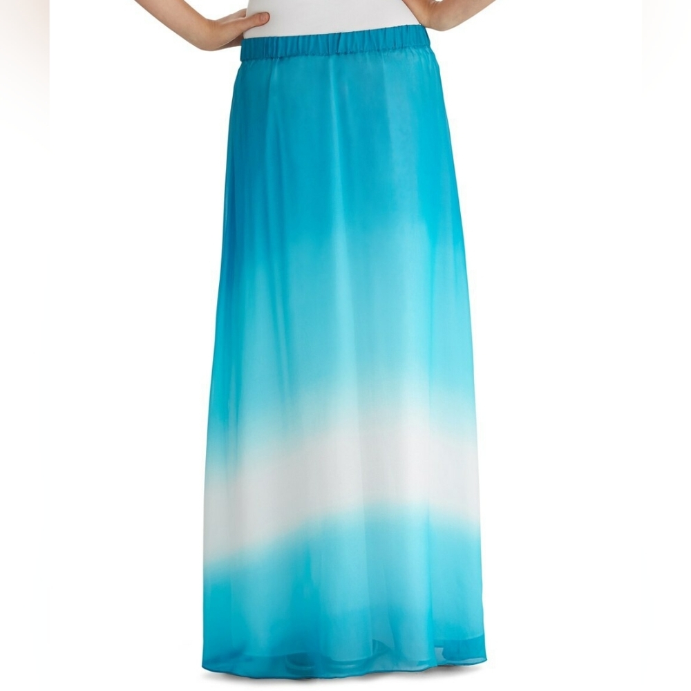 🆕 WHBM Blue Ombre long Maxi 100% Silk A-line summer spring fairycore Skirt_XS - Picture 3 of 13